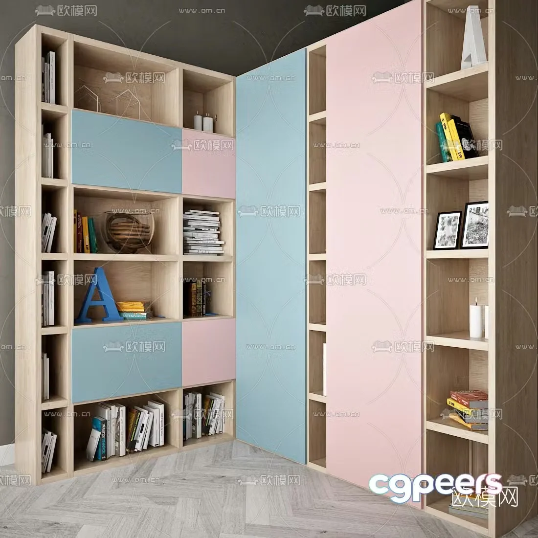 Modern solid wood children’s decorative cabinet 3d model