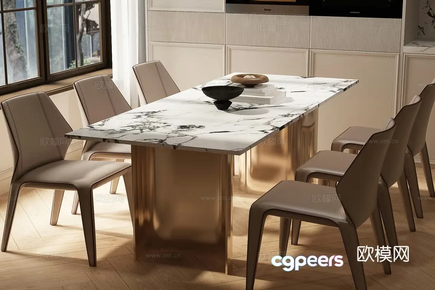Modern Italian dining table and chair combination Modern Italian dining or Italian dining table and chair combination 3D model
