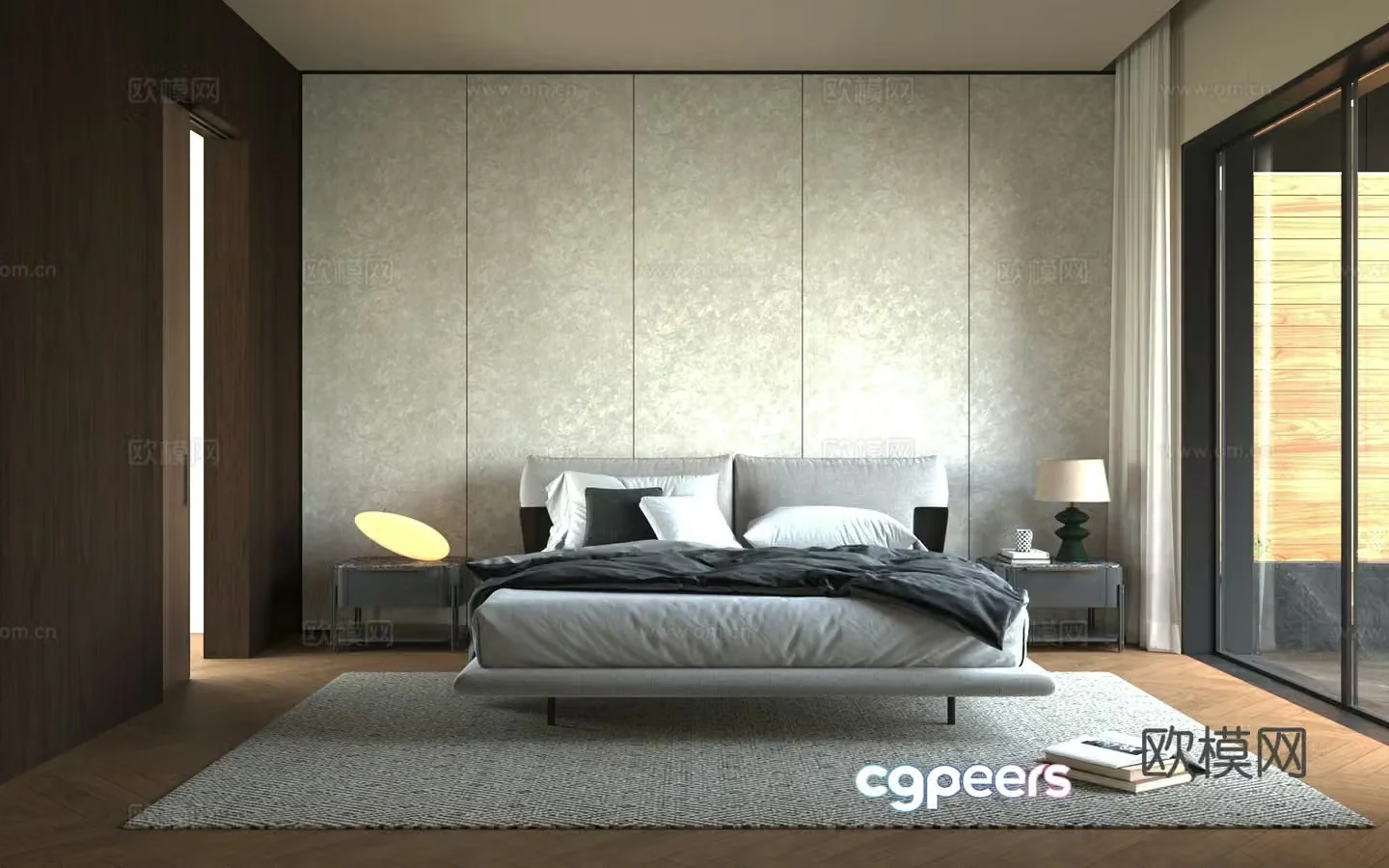 Modern home bedroom master bedroom double bed 3d model