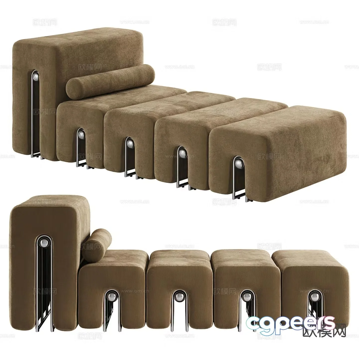 Minotti Italian sofa stool 3d model