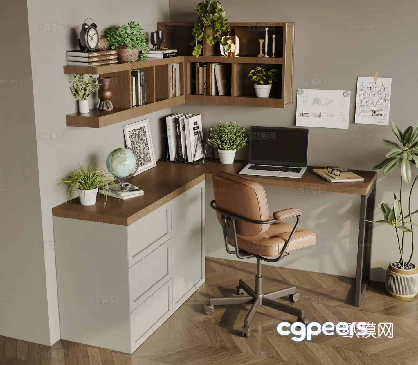 Modern study 3d model