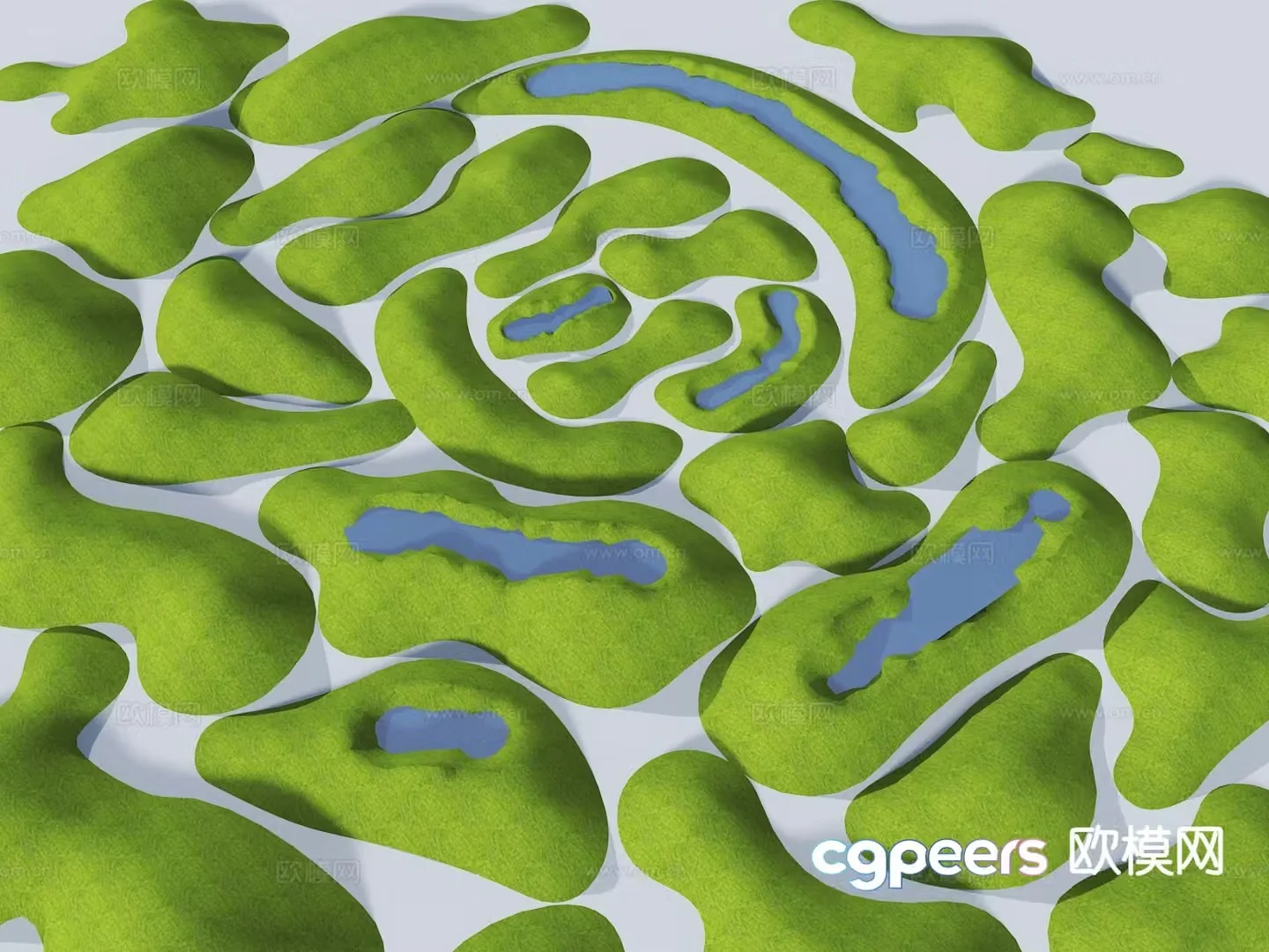 Mountain landform micro-terrain grass slope 3D model