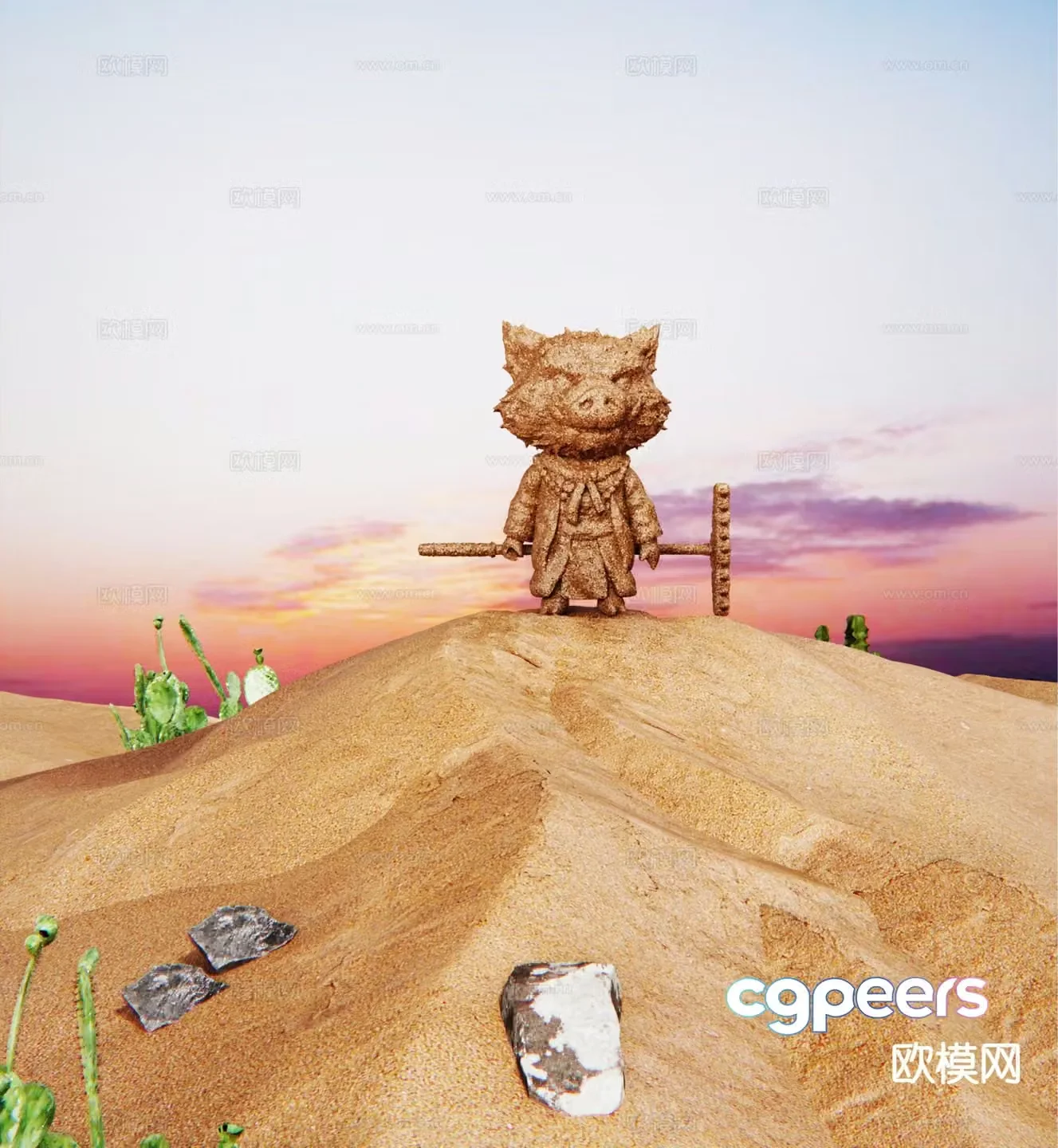 Desert landscape sculpture 3d model