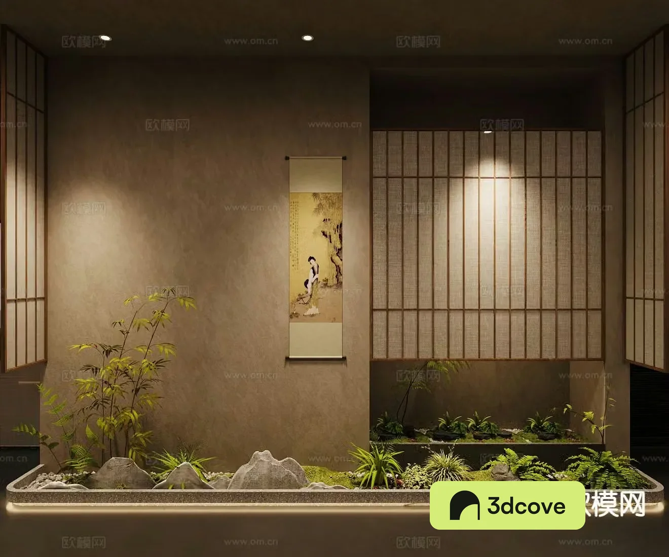 New Chinese style interior landscape sketch moss micro-terrain
