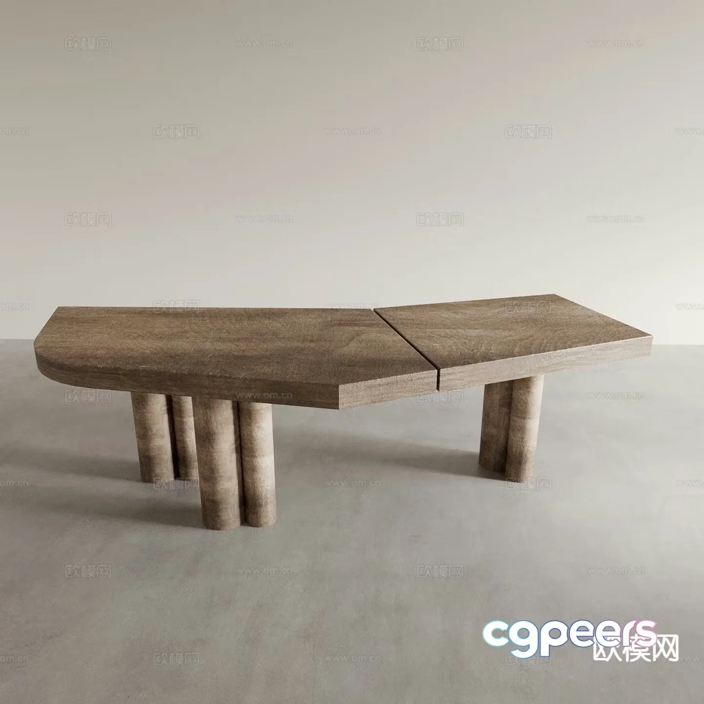 Wabi-sabi desk long table square table 3d model
