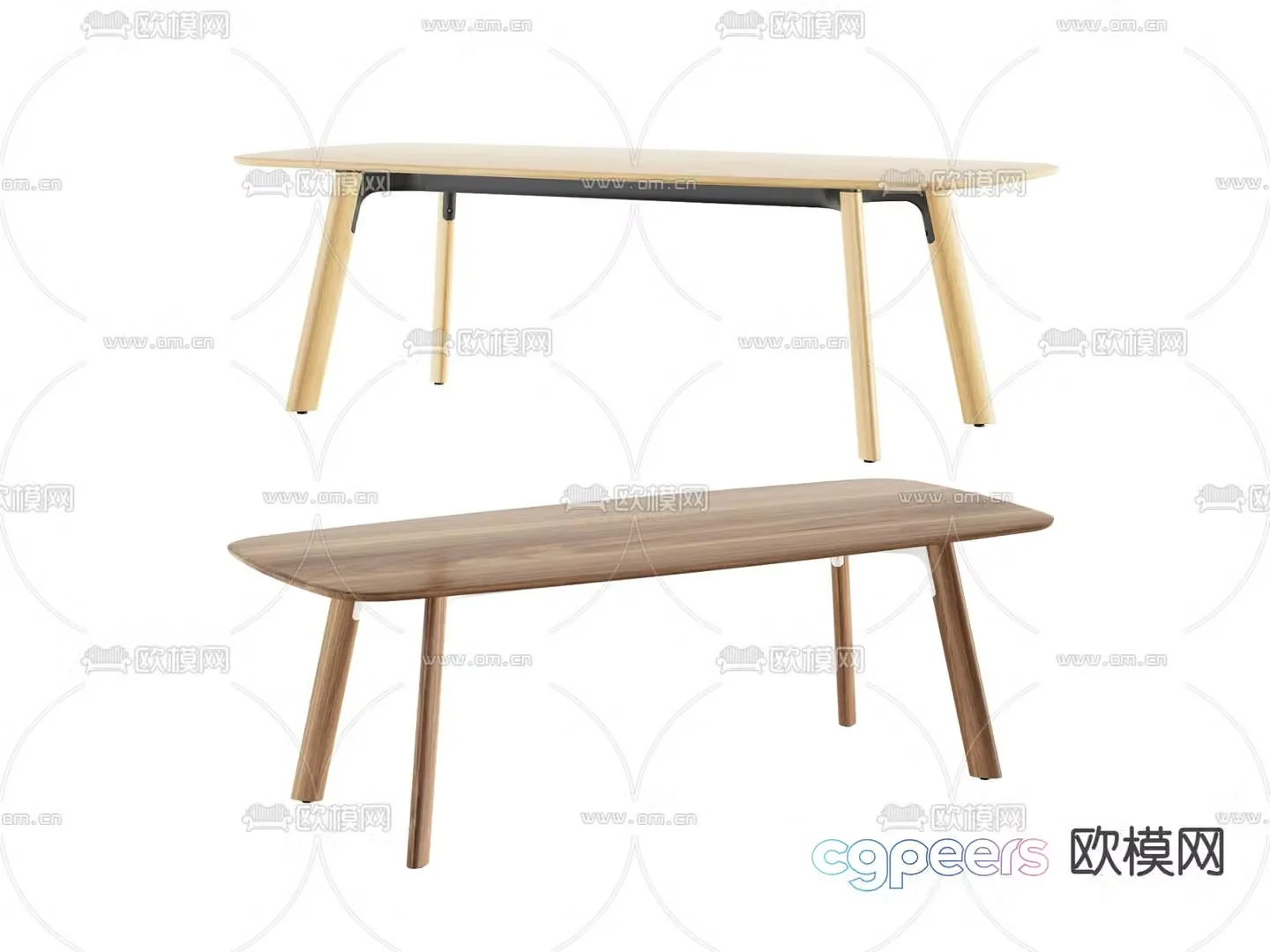Wooden office desk conference table 3d model