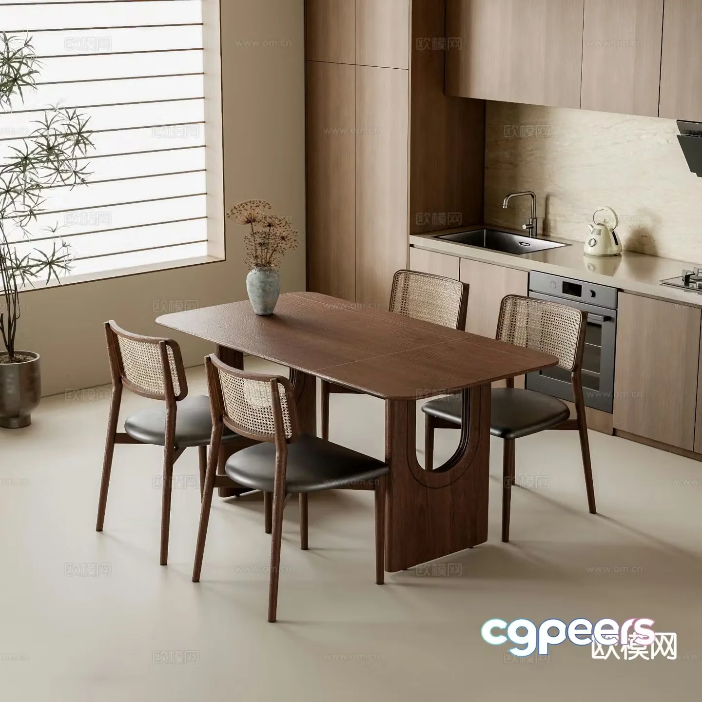 Medieval style dining table and chairs bar dining table 3D model