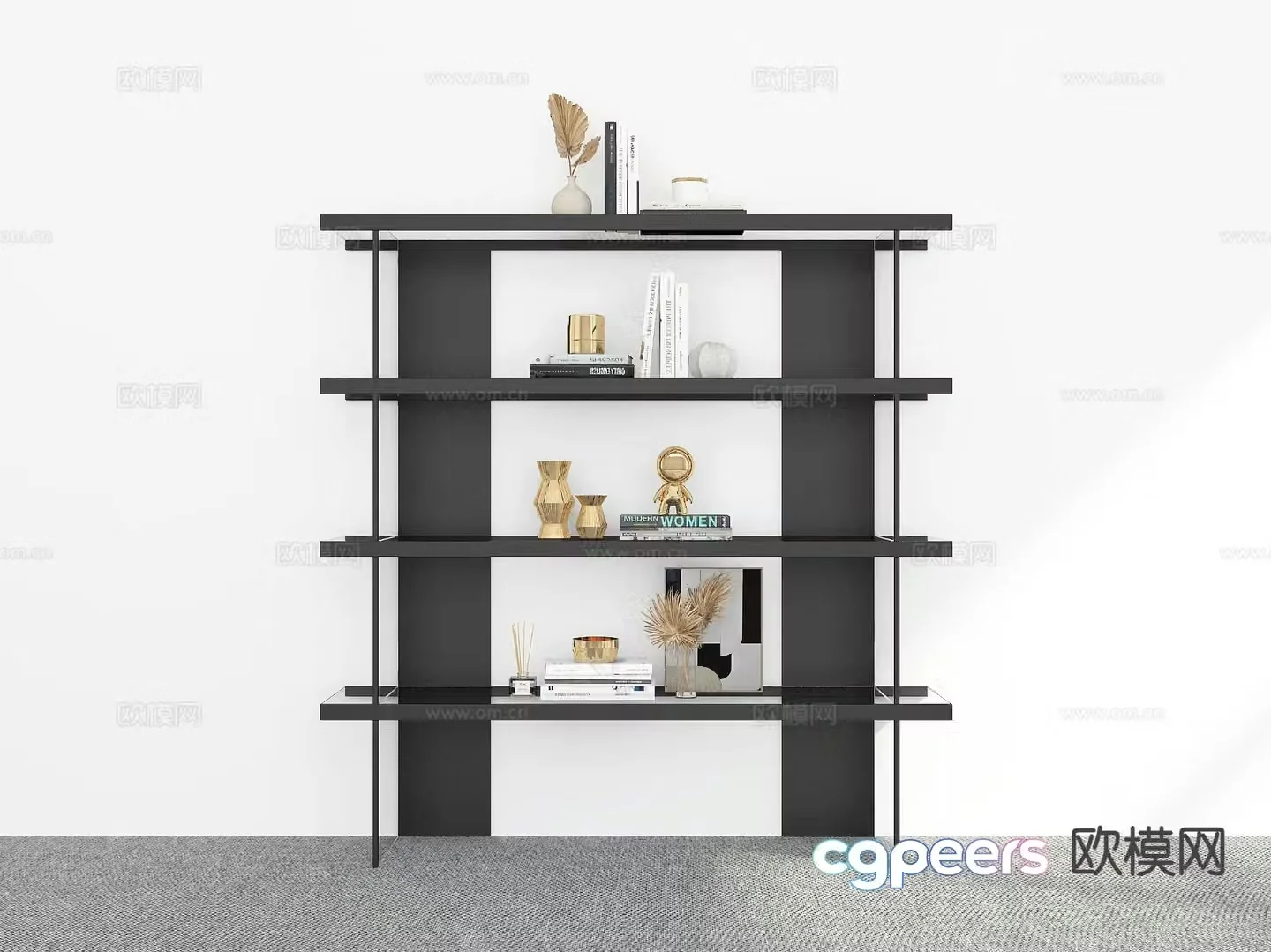 Modern bookshelf 3d model