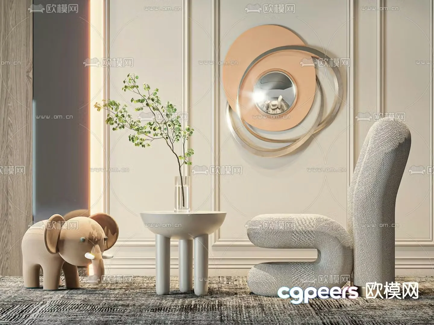 Light luxury chair leisure chair sofa chair 3d model
