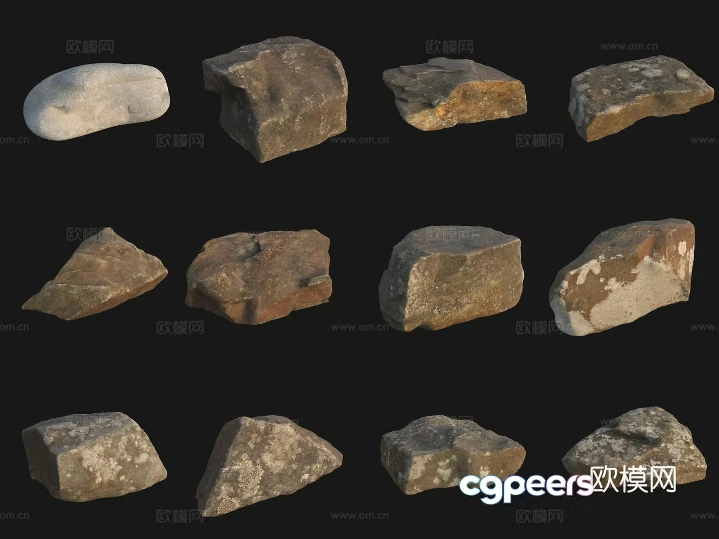 Rock big stone pebbles 3d model