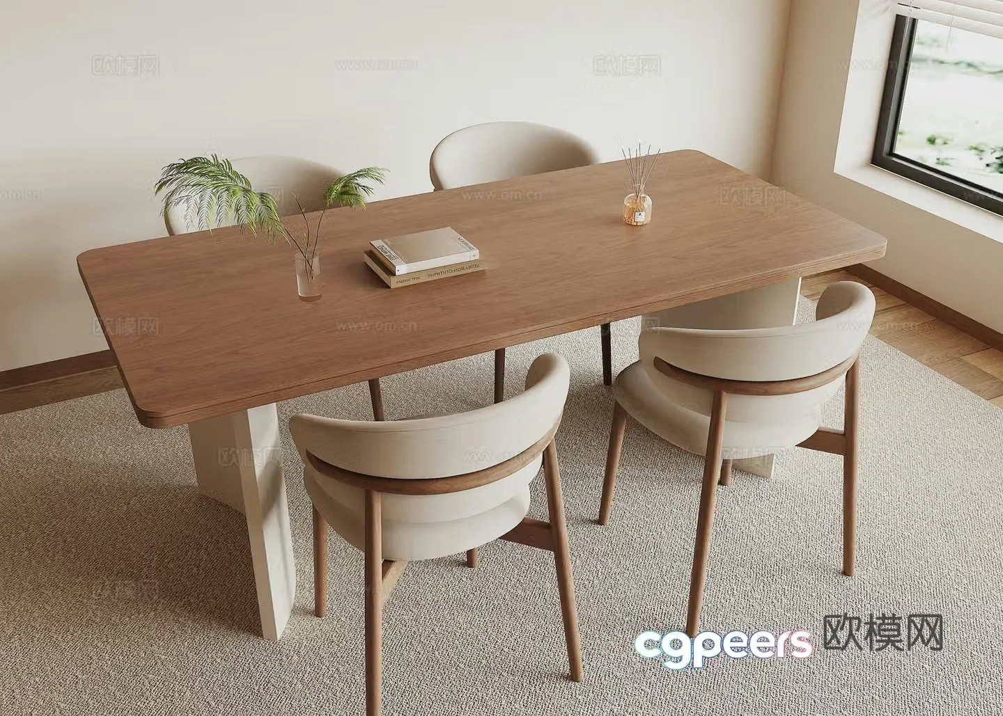 Modern dining table and chair 3d model