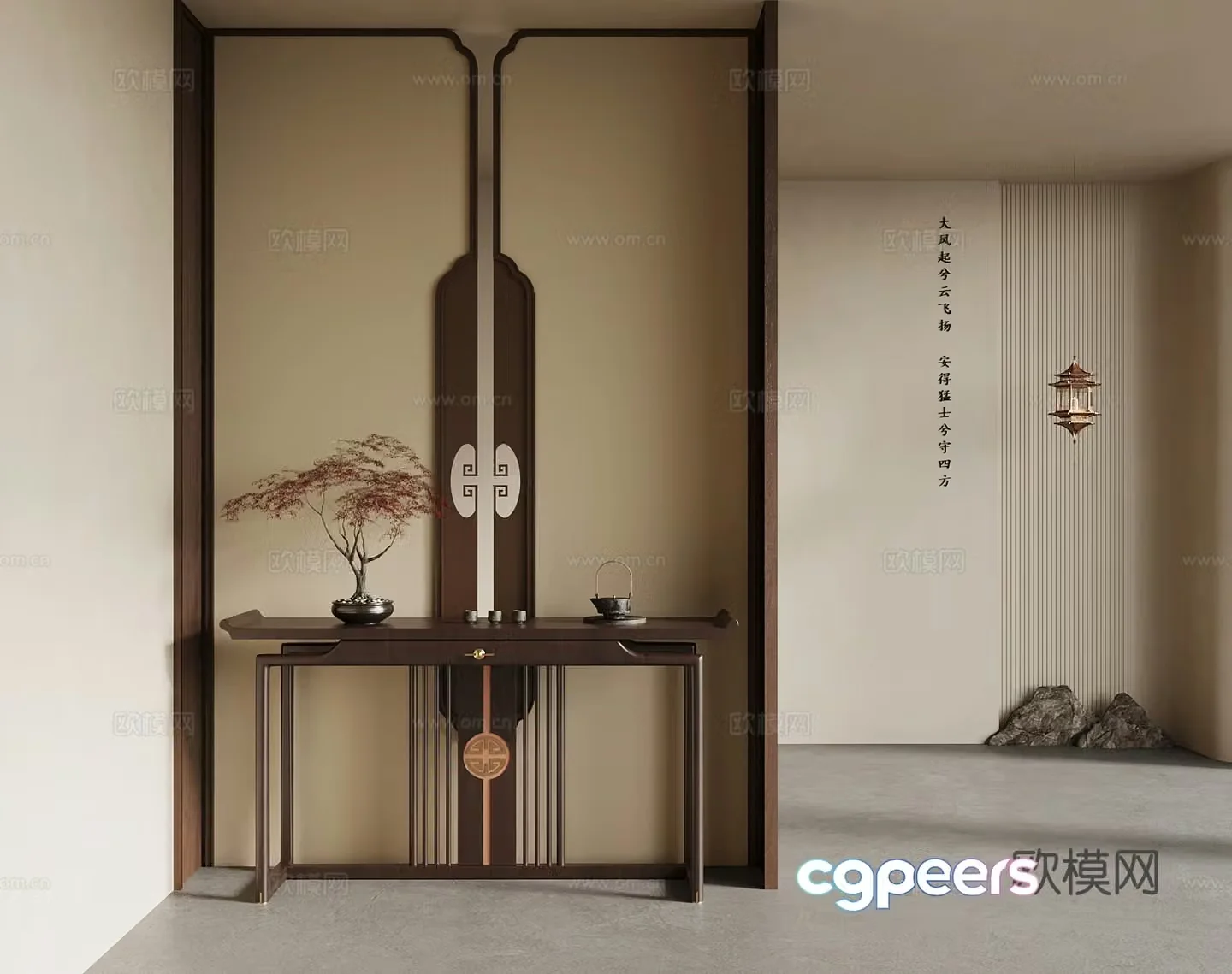 Entrance new Chinese style entrance partition 3D model