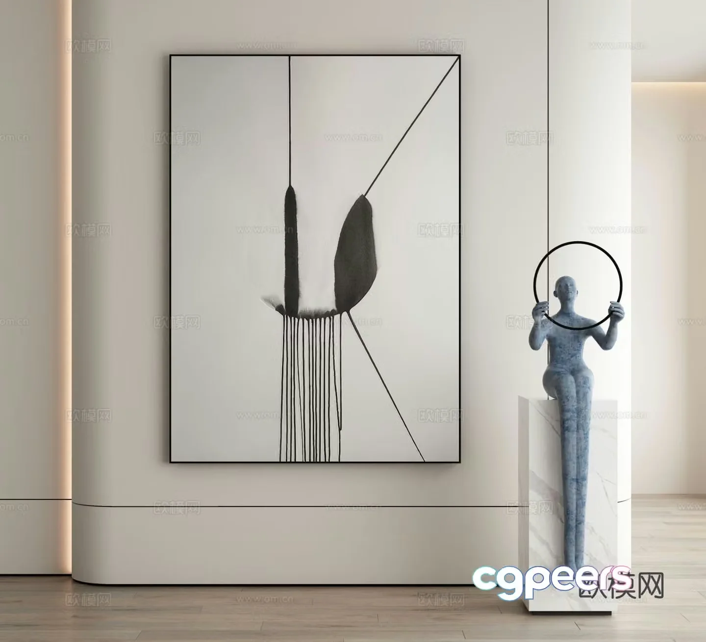 Modern abstract painting decorative painting 3d model