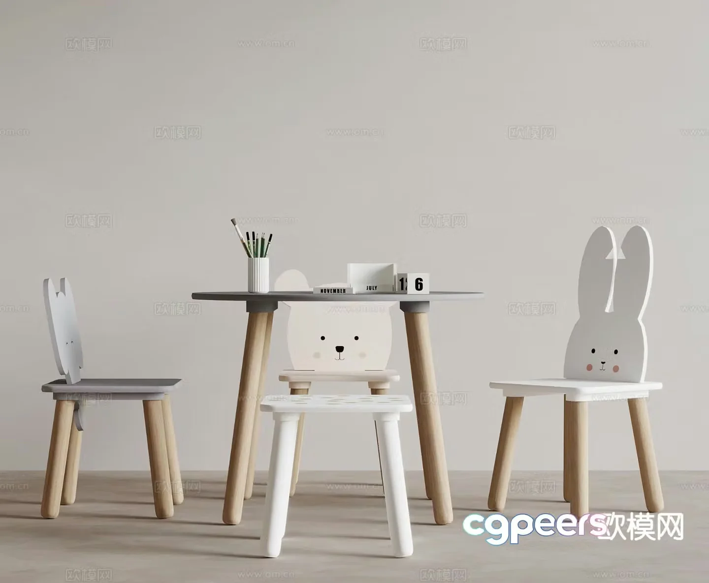 Modern children’s table and chair 3d model