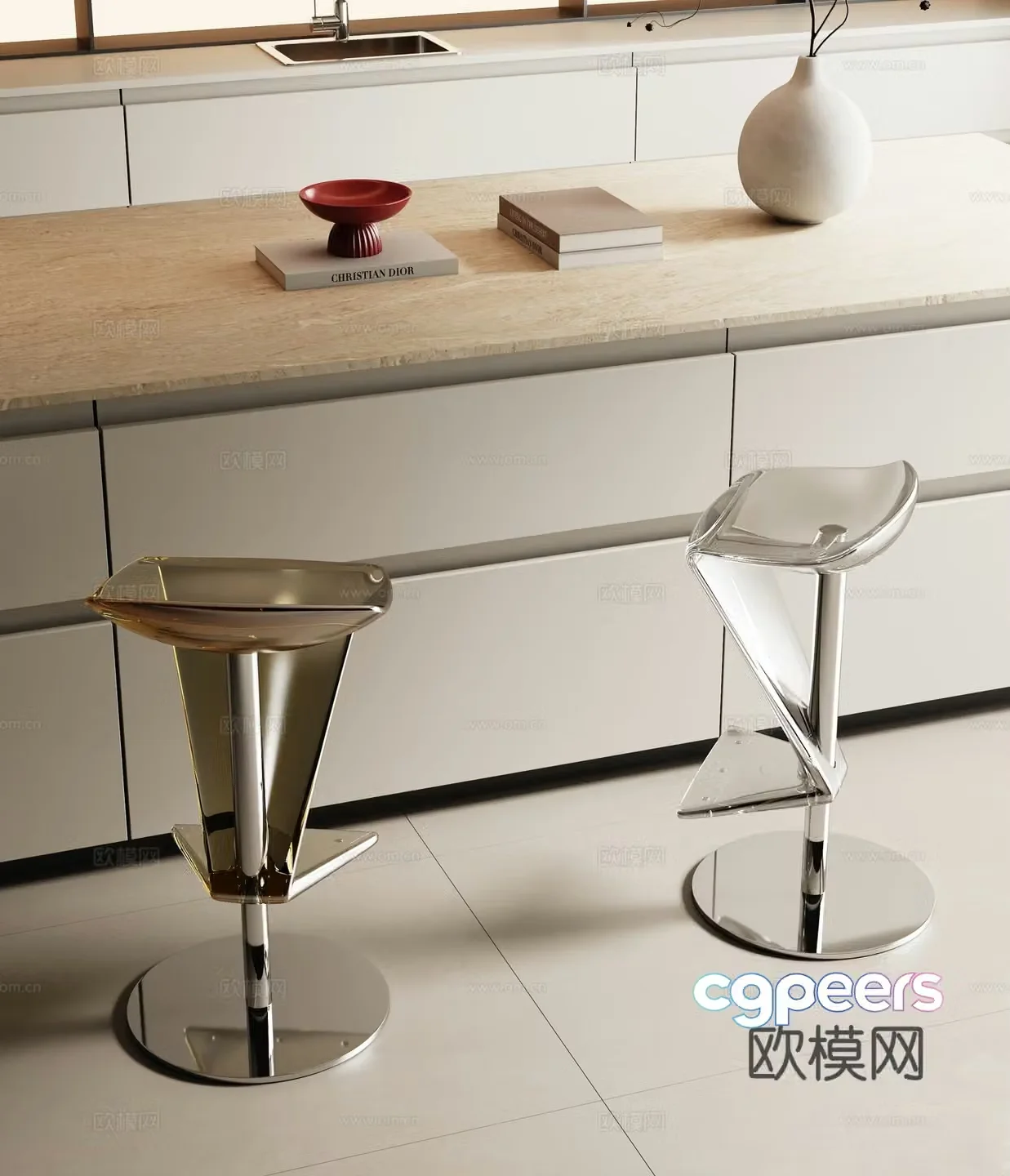 Modern bar stool bar stool high stool 3d model