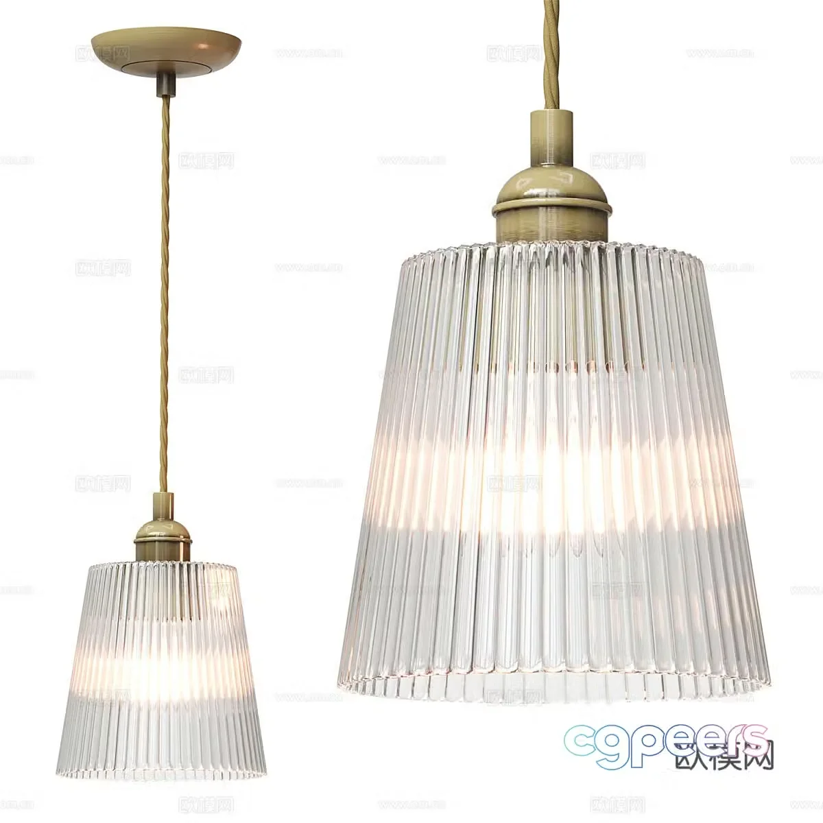 New Chinese style light luxury glass chandelier 3D model