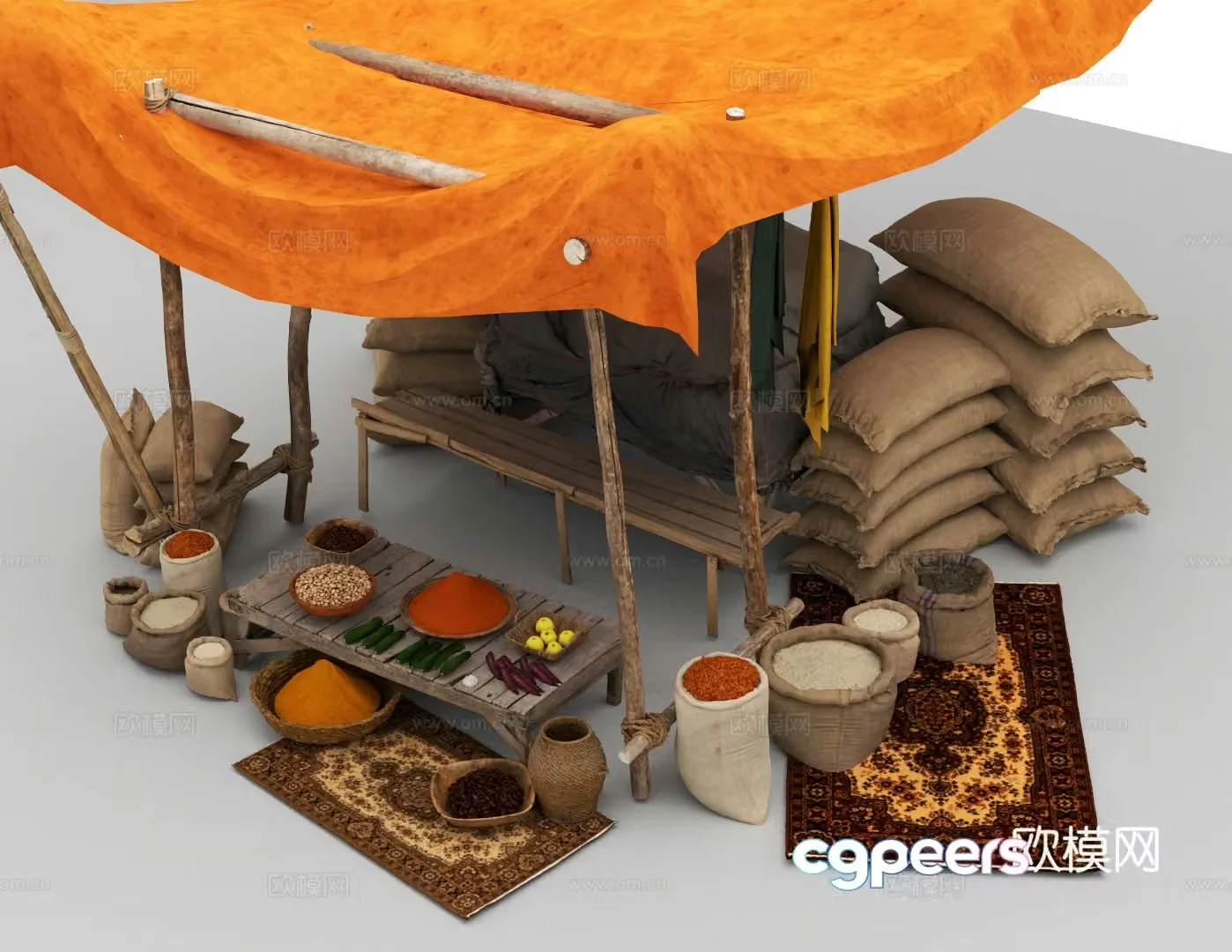 Shop stall market stall 3d model