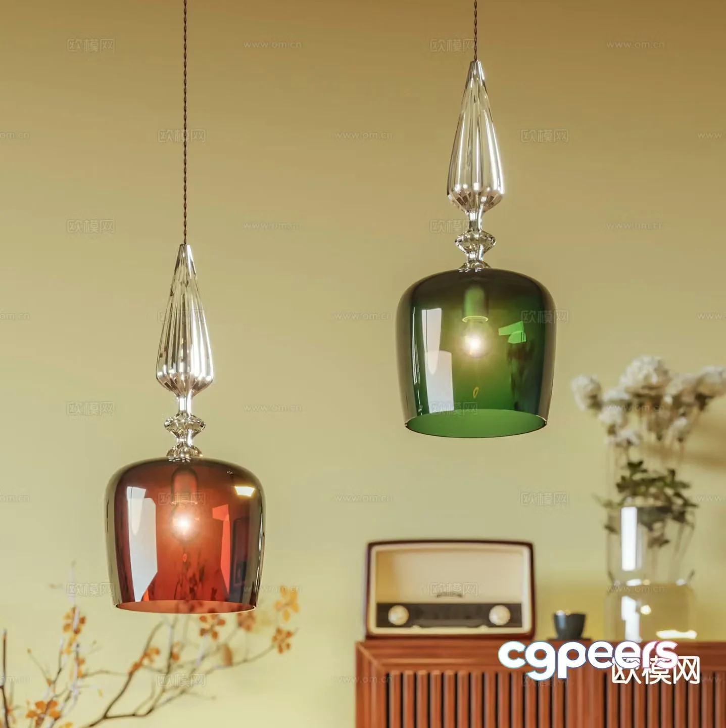 Medieval style small chandelier glass chandelier 3d model