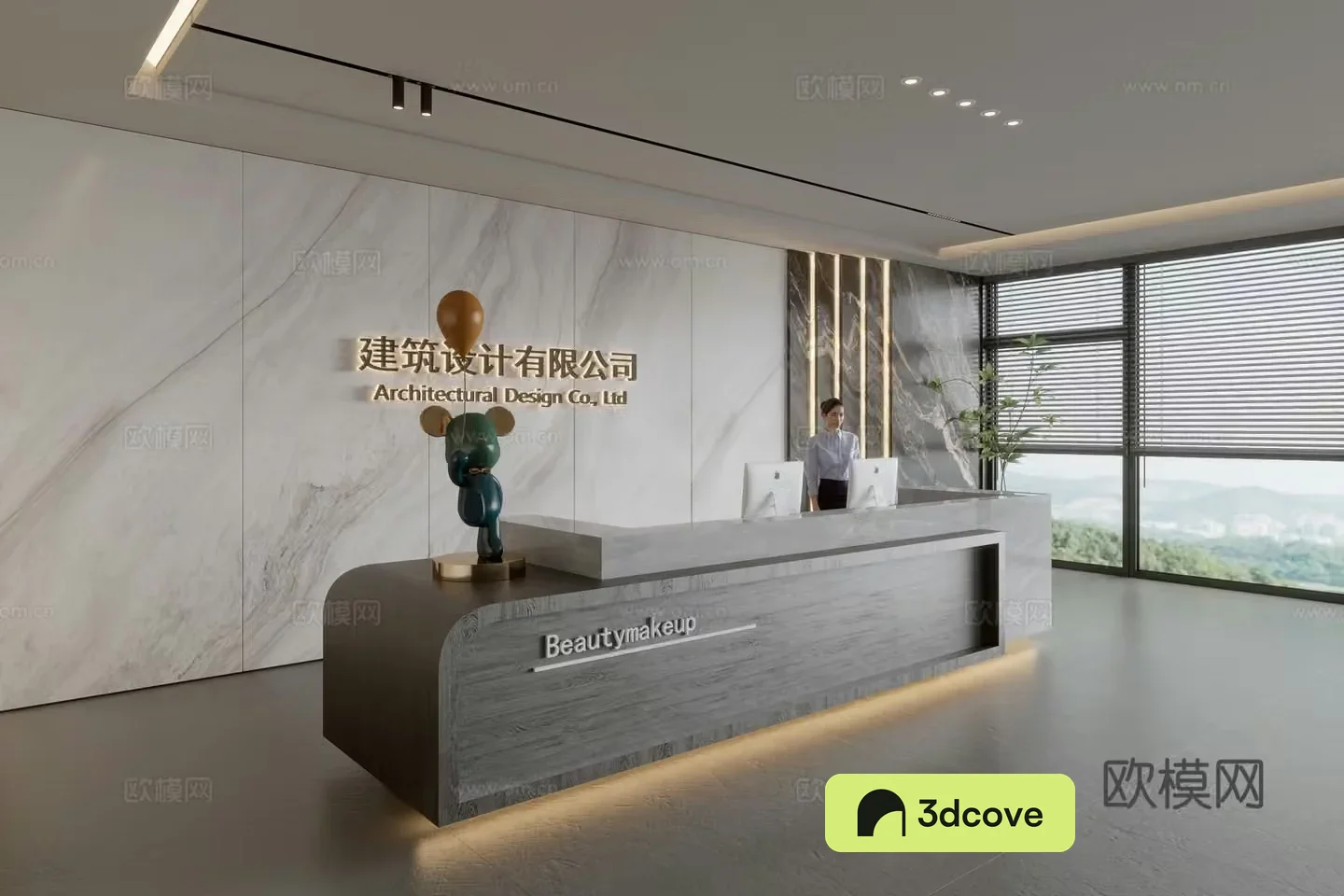Modern company front desk reception area bar reception desk service desk company front desk background