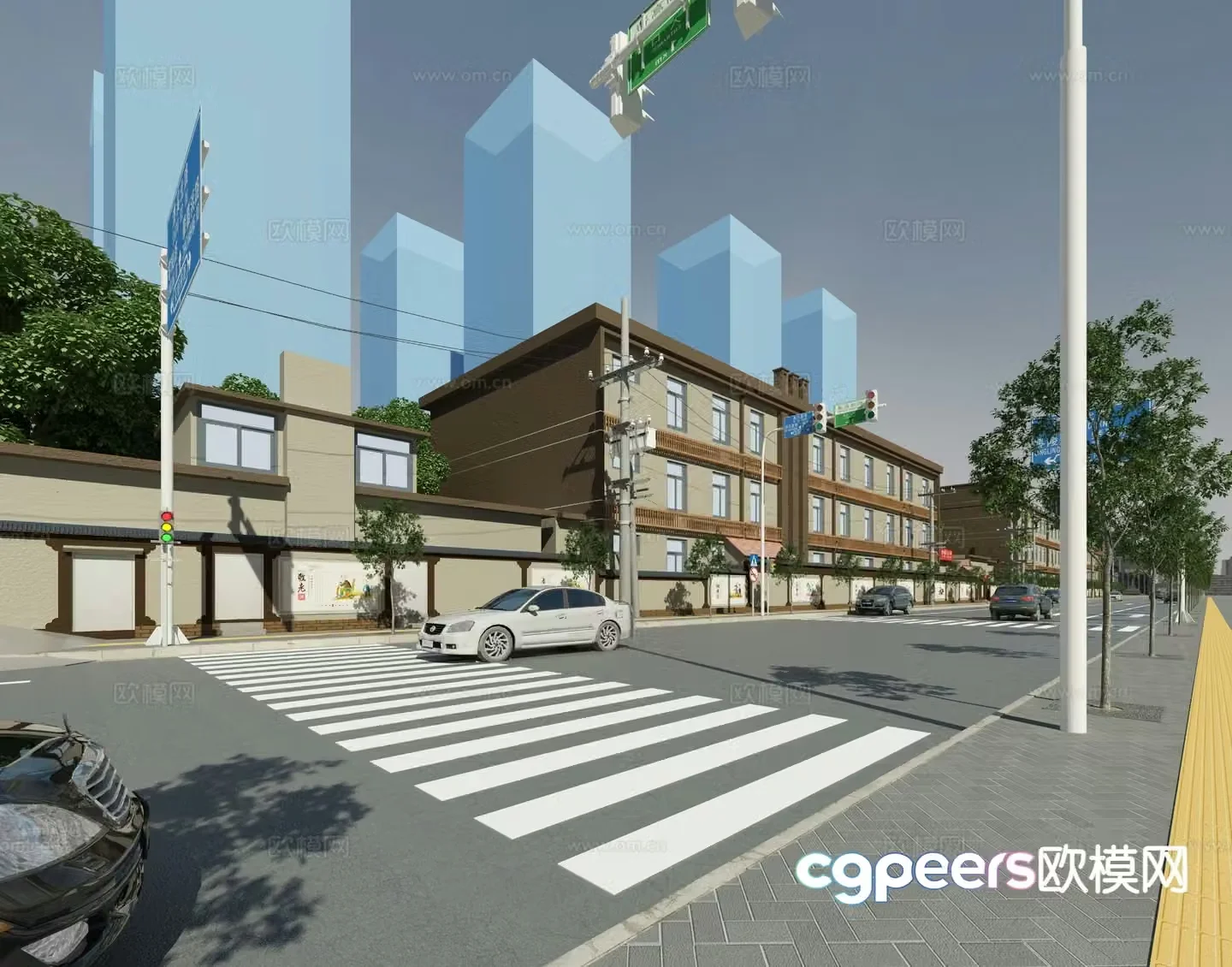 Pavement Highway Landscape Lighting Renovation Project 3D Model