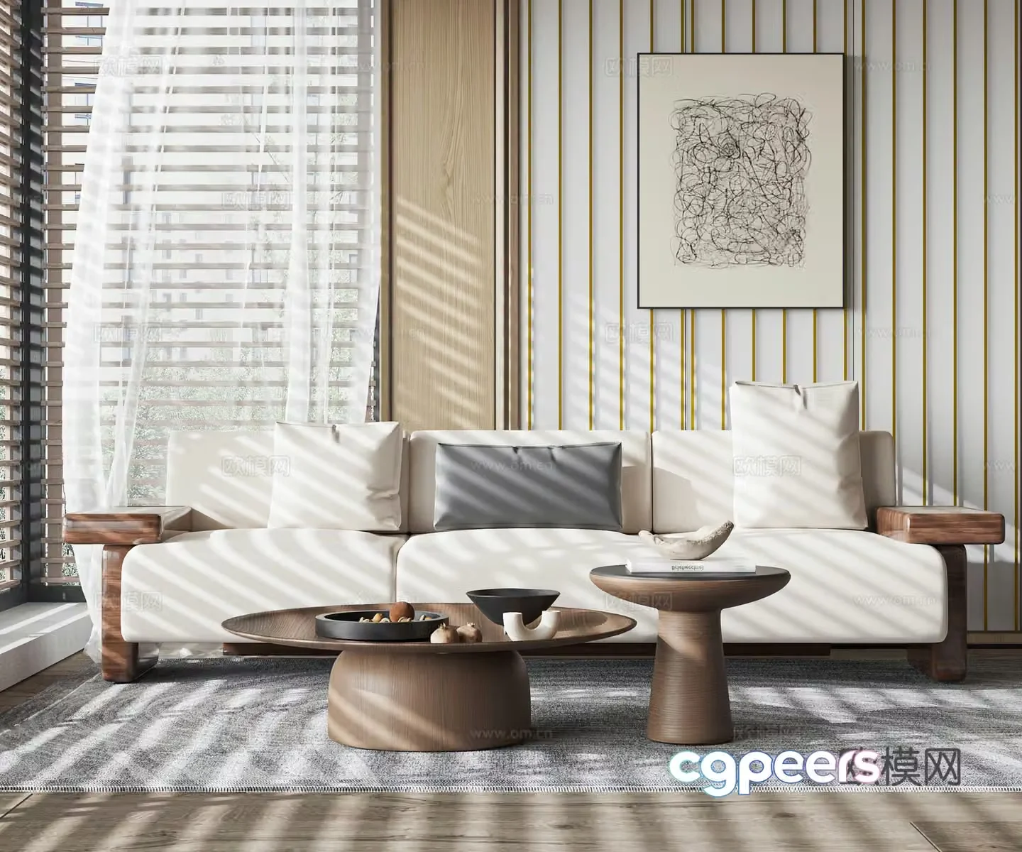 Modern sofa coffee table combination 3D model