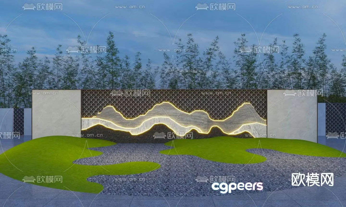 New Chinese style gardening wall 3D model