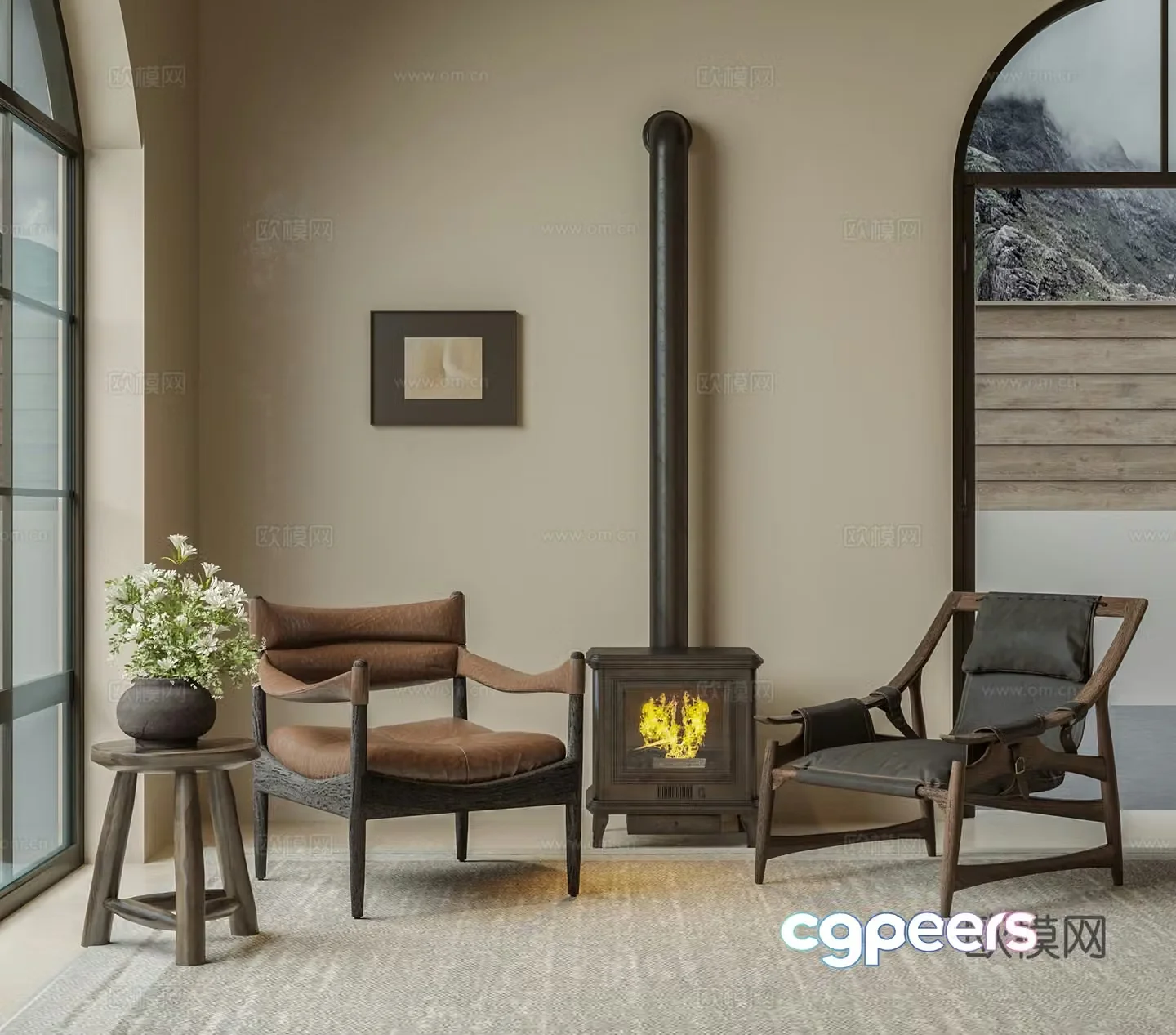 Wabi-sabi chair leisure chair 3d model