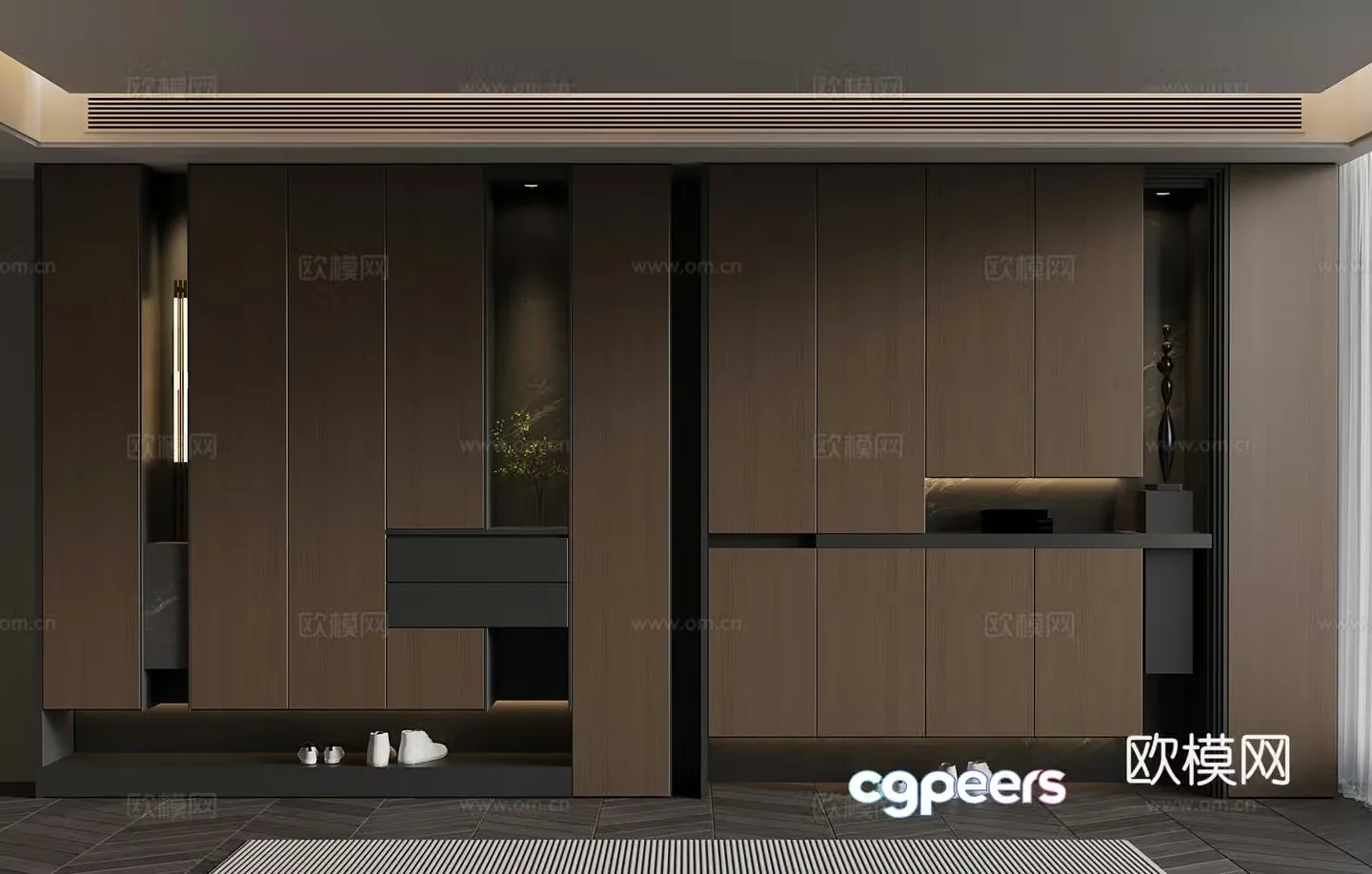Italian minimalist shoe cabinet 3D model of the entrance shoe cabinet