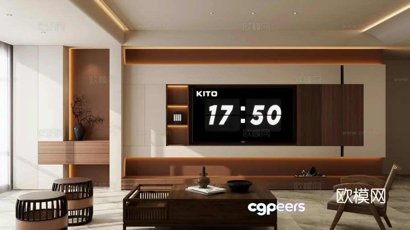 Song style medieval style embedded TV TV cabinet atmosphere waiting curved ceiling TV wall 3d model