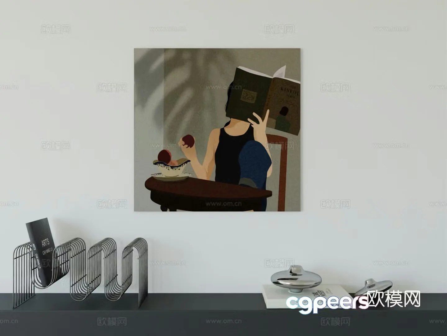 Modern minimalist hanging painting Bauhaus art hanging painting 3d model