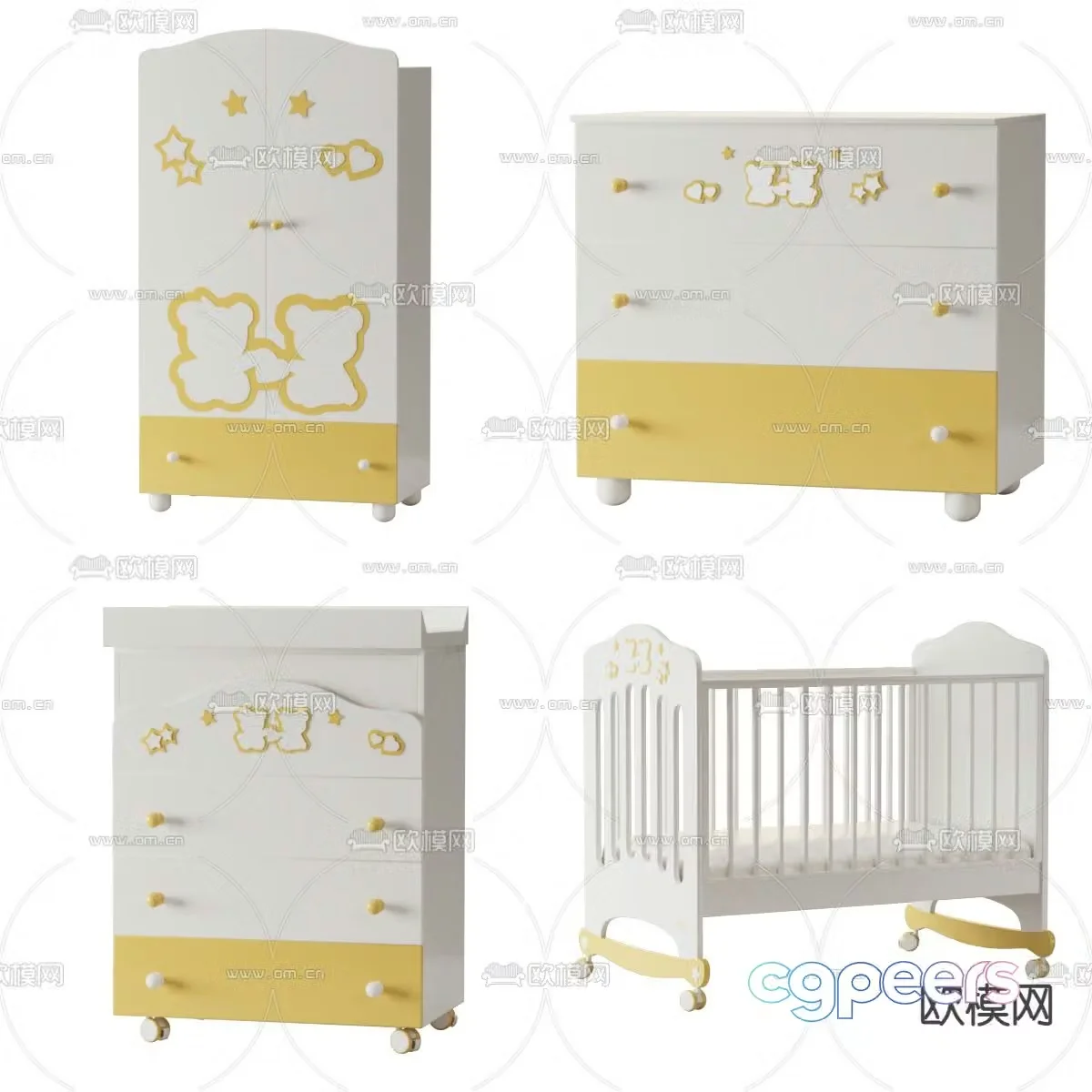 bedside table crib 3d model
