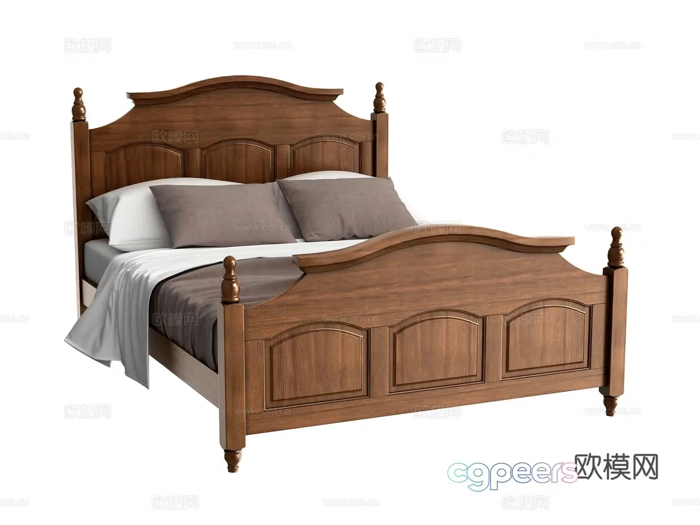 American double bed 3d model