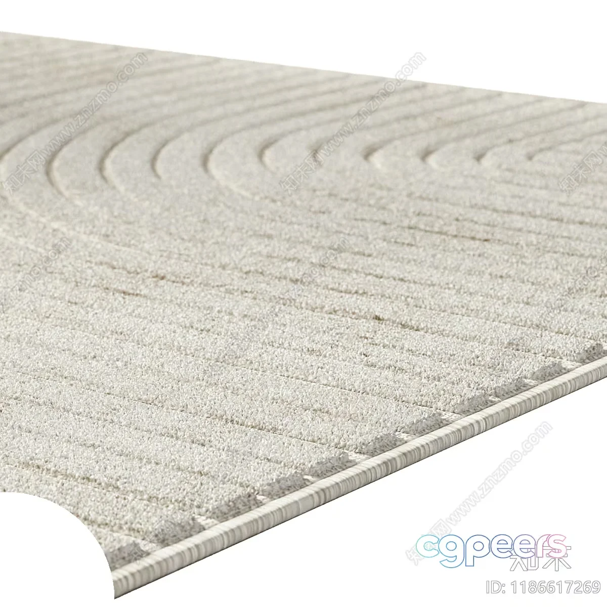 A Beige Rug With A Striped Pattern 3D Model – 12854 – CORONA Render
