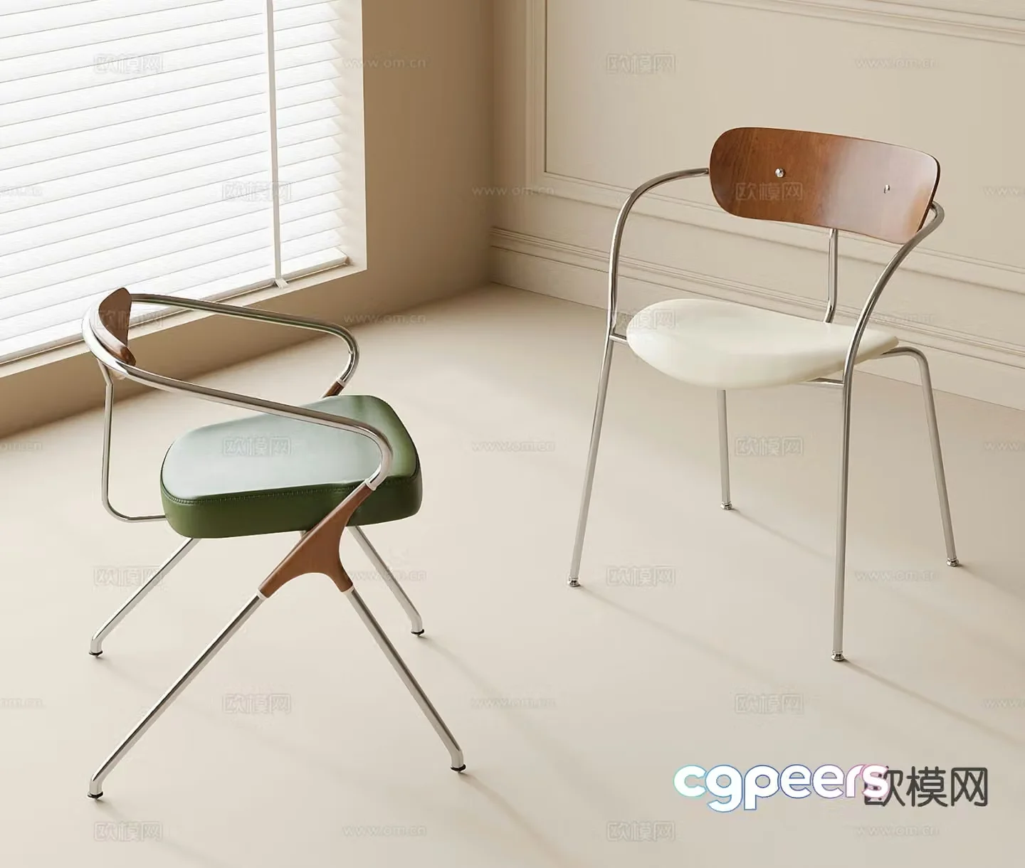 Modern dining chair single chair leisure chair chair 3d model