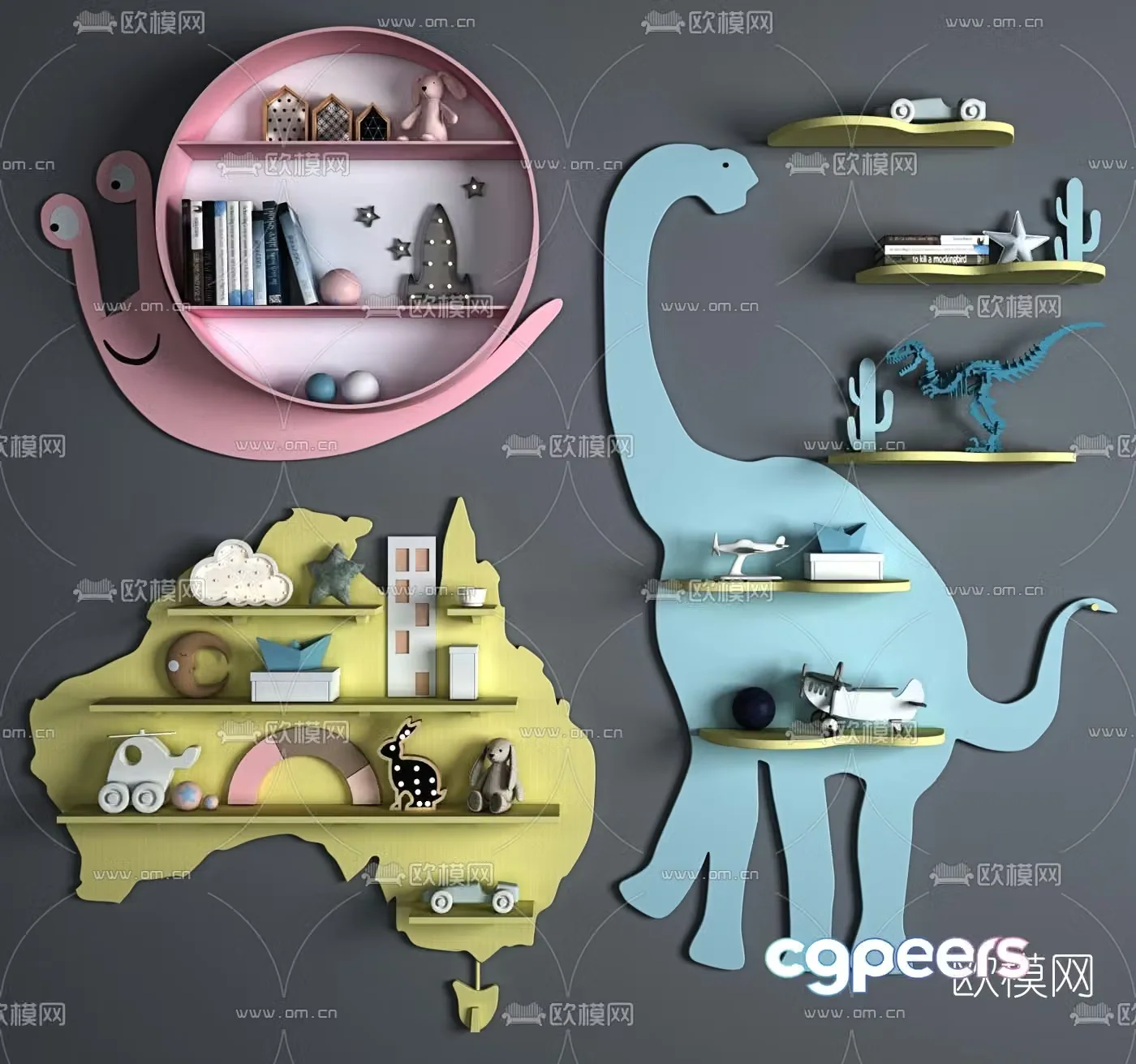 Nordic snail animal children’s wall cabinet d model
