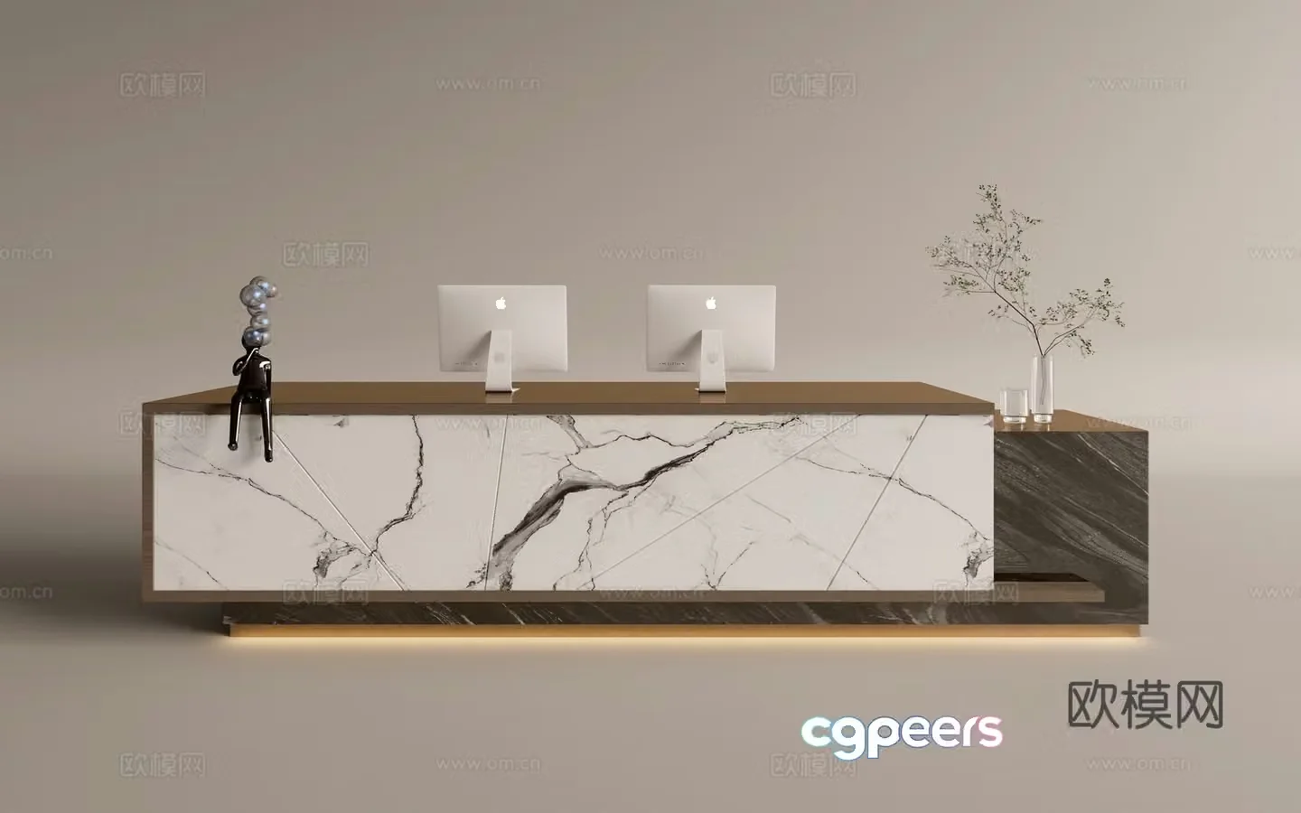 Modern company front desk reception area bar reception desk service desk 3d model