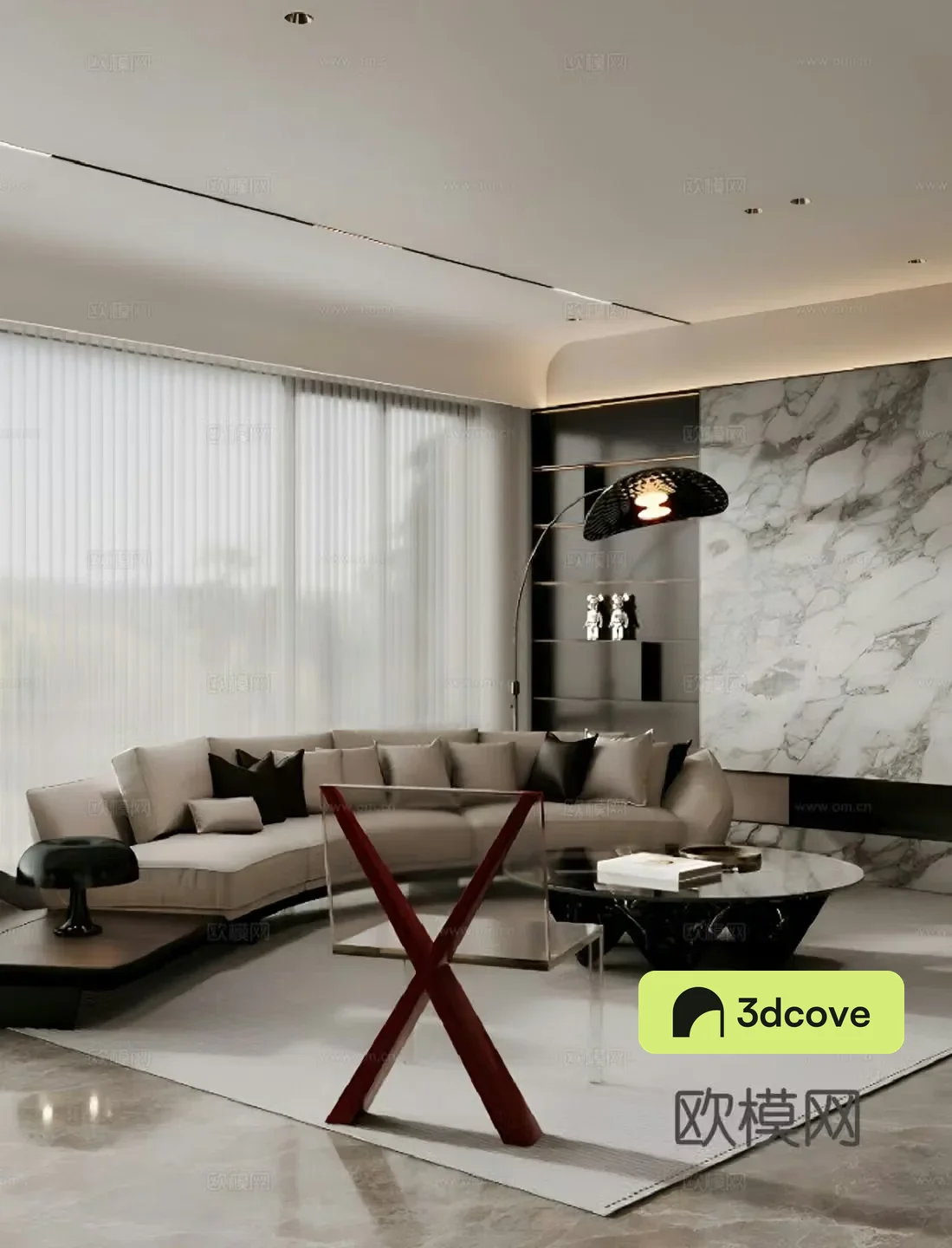 Italian modern villa living room sofa living room single chair living room without owner light