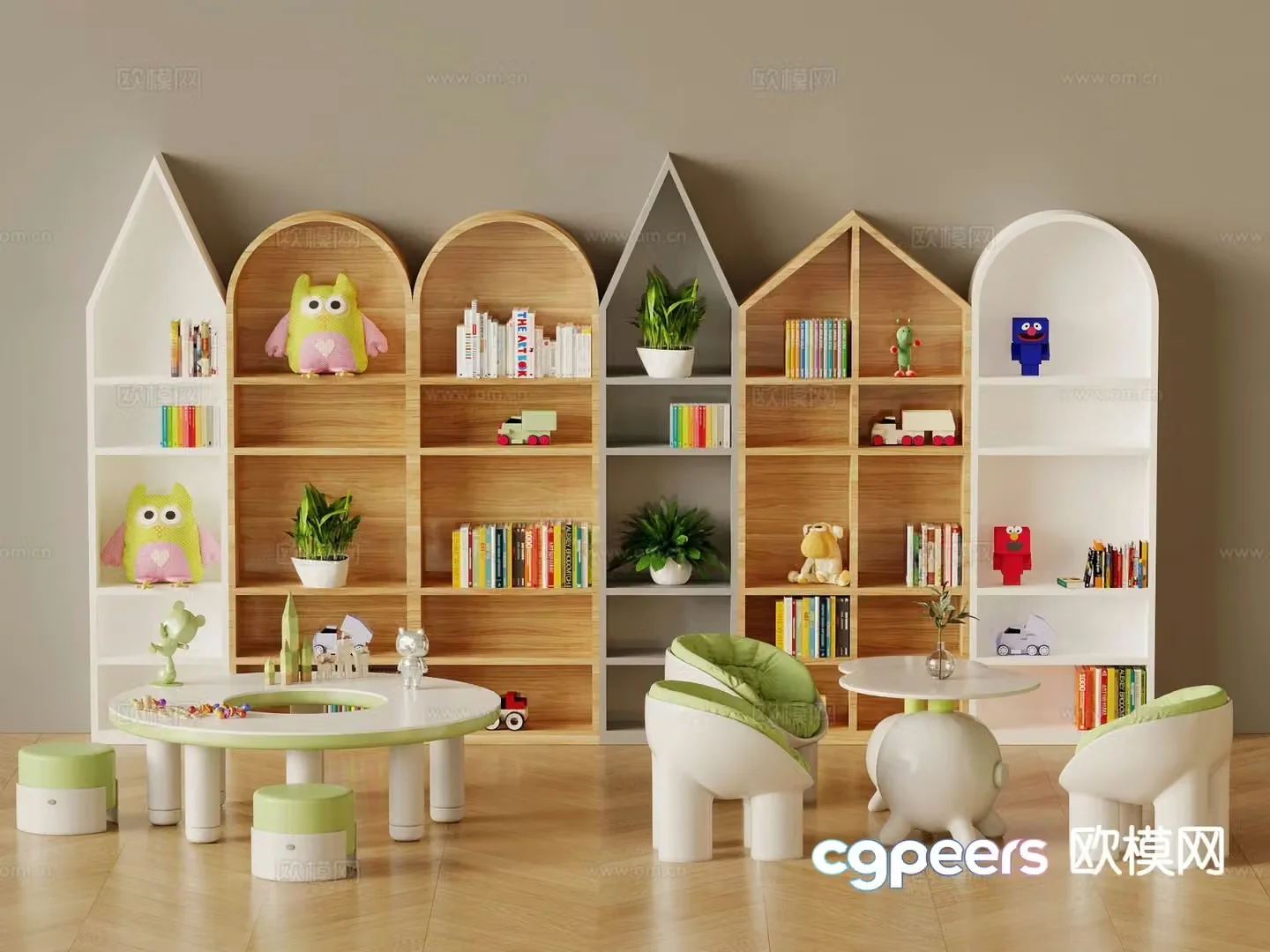 Nordic children’s cabinet bookcase 3d model