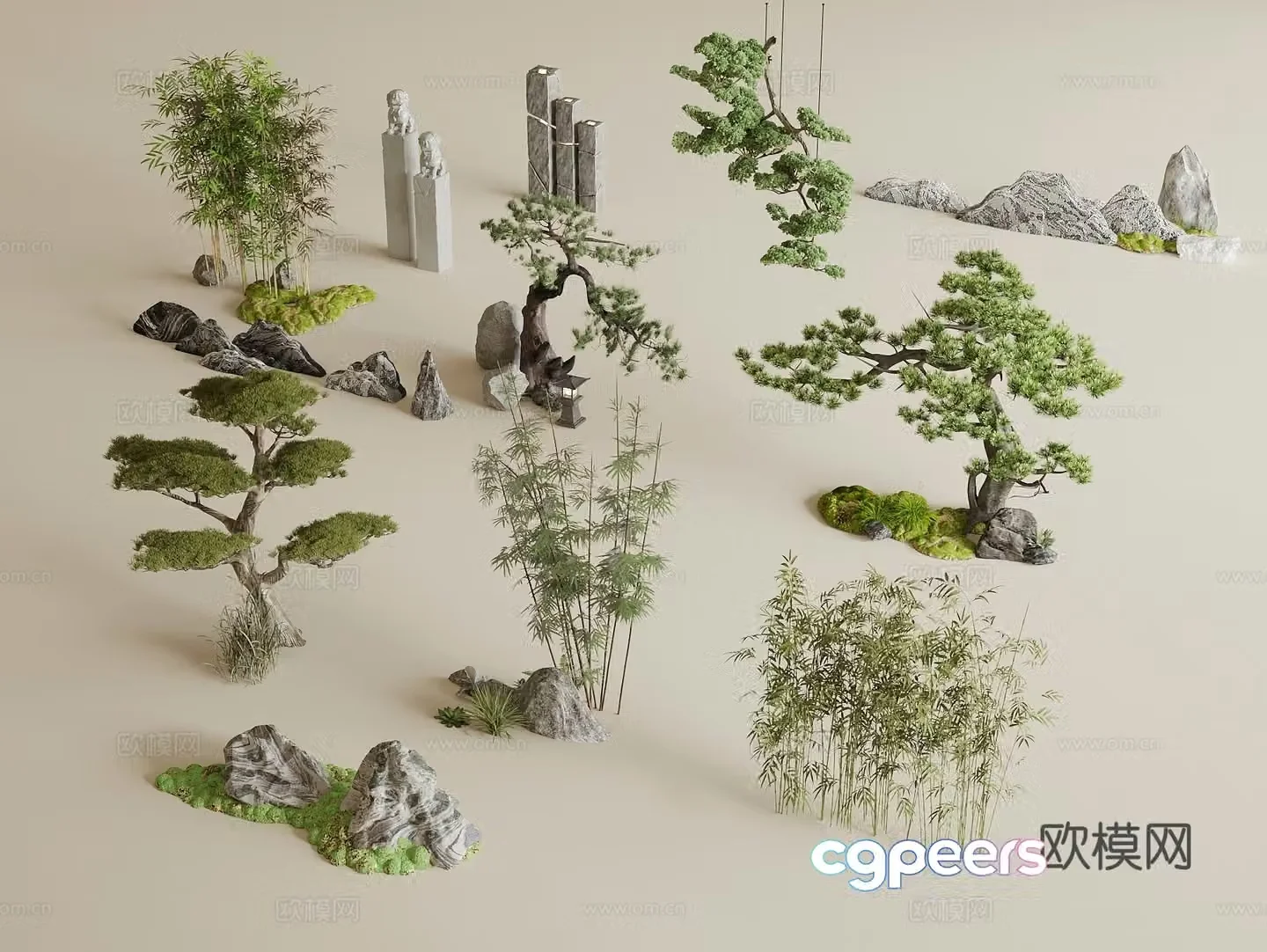 New Chinese-style plant landscape landscape Landscape sketch Indoor landscape residential landscape courtyard landscape 3D model