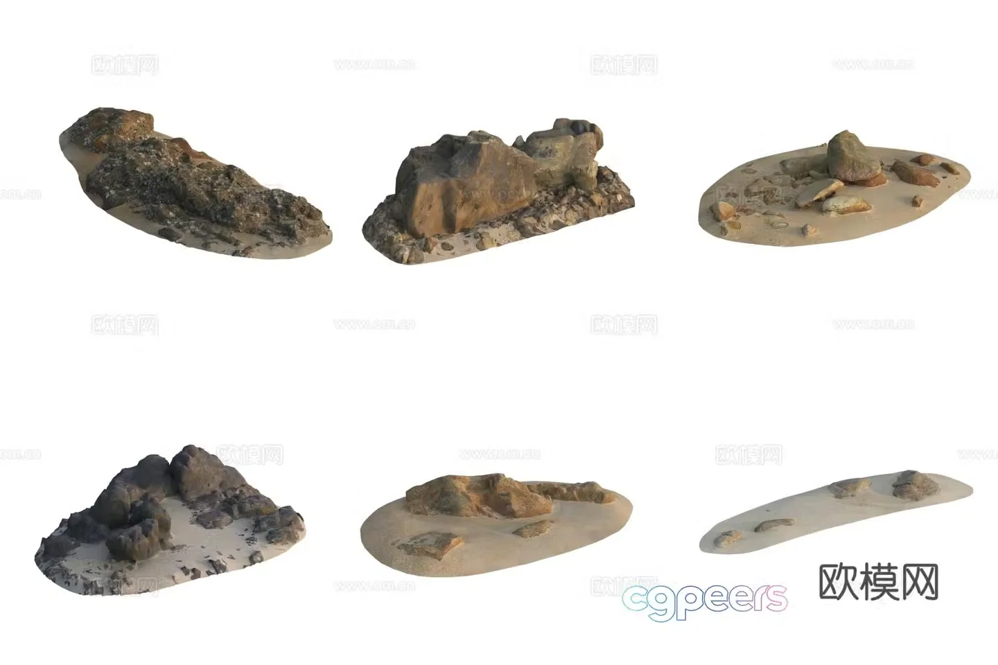Beach beach stone rock 3d model