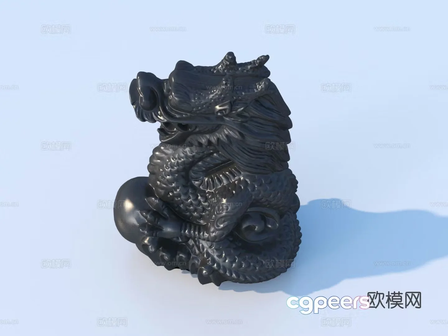 Sculpture Animal Ornaments Panlong Sketch Golden Dragon 3D Model