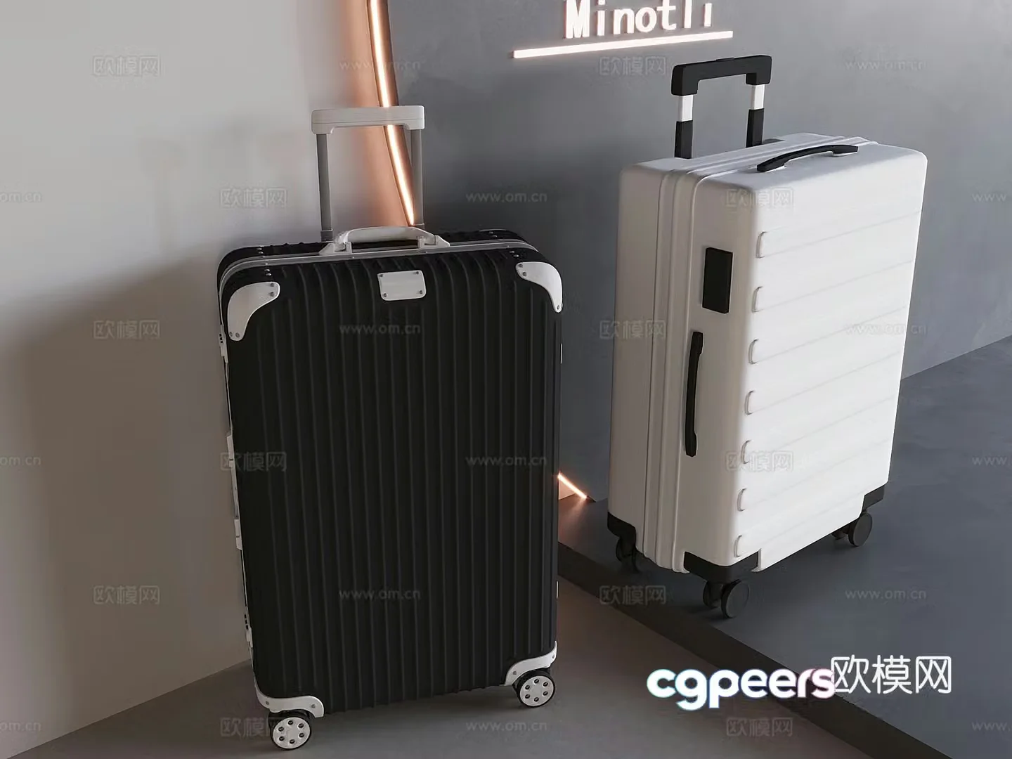 Luggage trolley suitcase 3d model