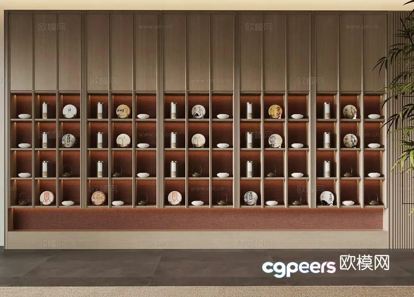 New Chinese style tea cabinet decorative cabinet display cabinet 3d model