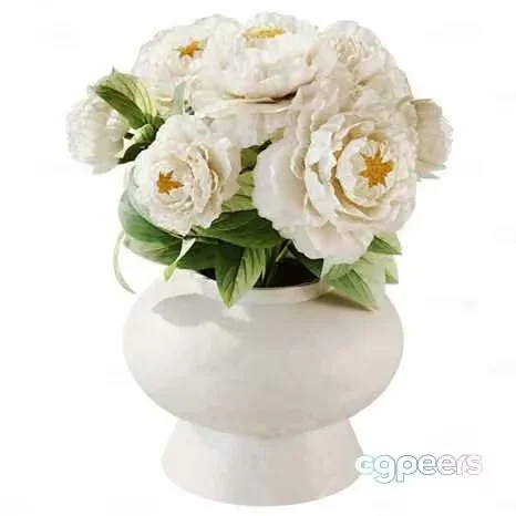 White Ceramic Vase With Flowers 3D Model – 19172 – CORONA Render