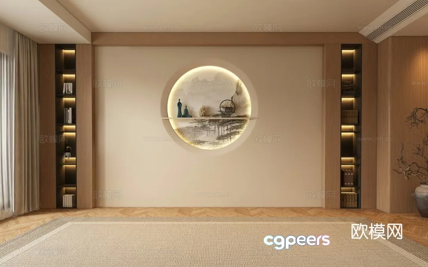 New Chinese style sofa background wall 3d model