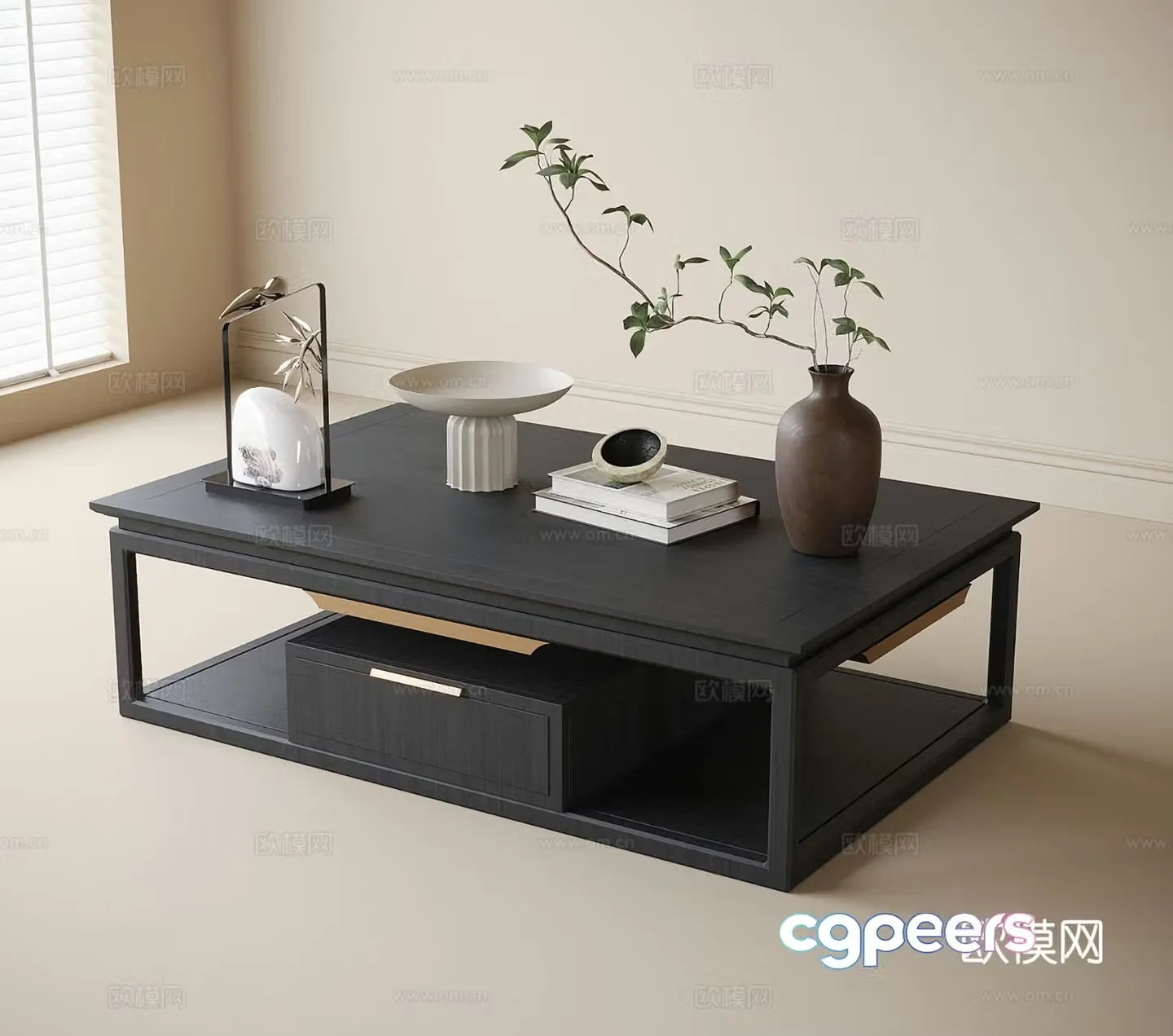 New Chinese style coffee table square coffee table 3d model