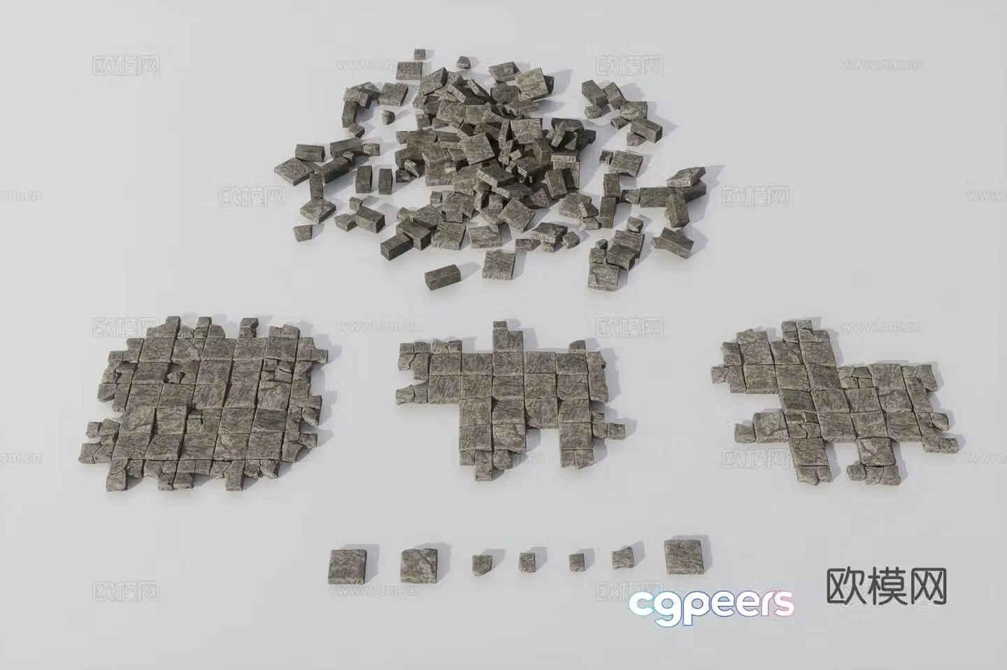 Brick pile 3d model