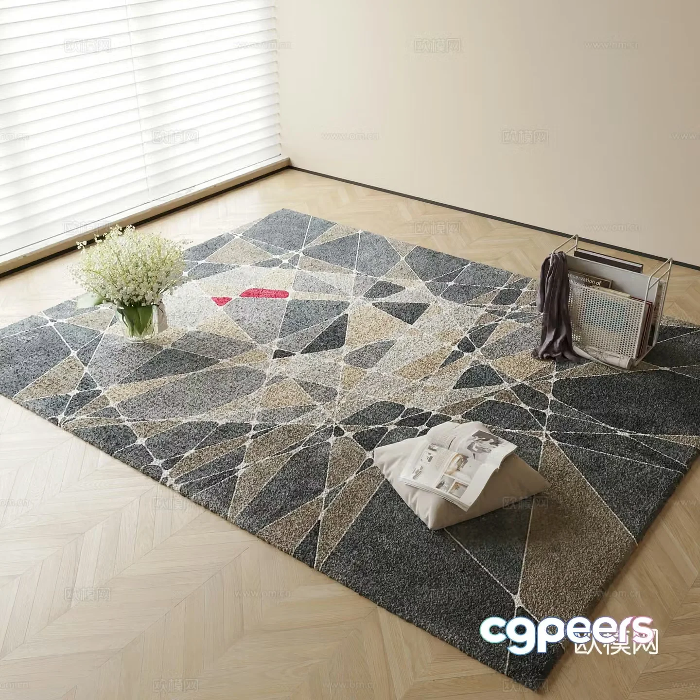 Modern carpet square rug 3d model
