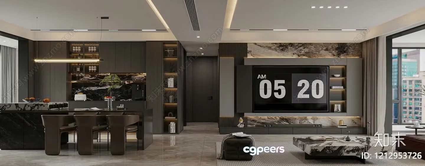 Modern Living Room 3D Model – 3291 – VRAY Render