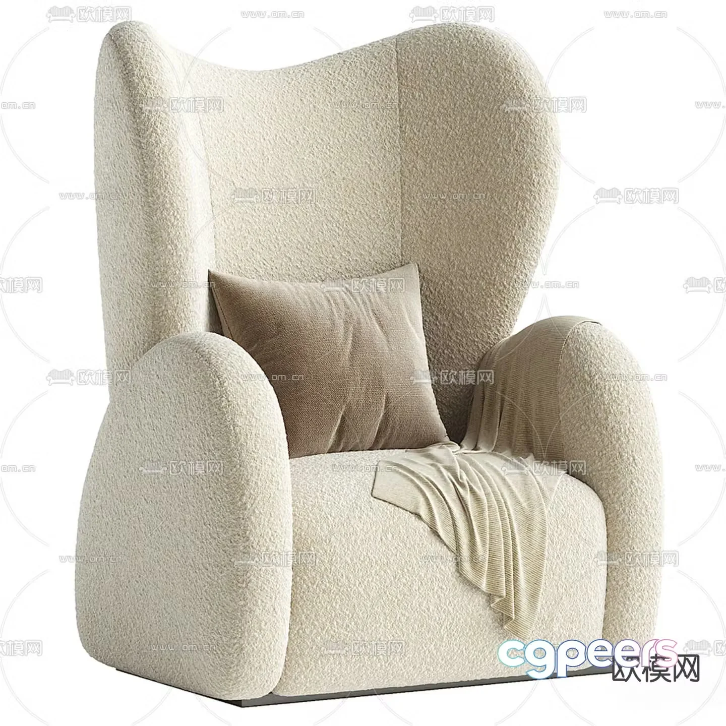 Cream style sofa single sofa 3d model